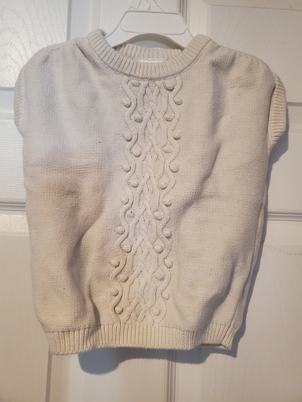 Hanna Andersson Cream Cable-Knit Short Sleeve Sweater 90 3t